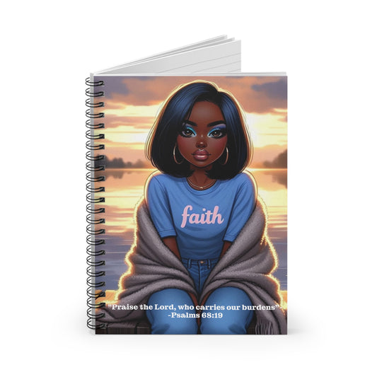 He Carries Our Burdens | Psalm 69:19 Spiral Ruled Line Notebook