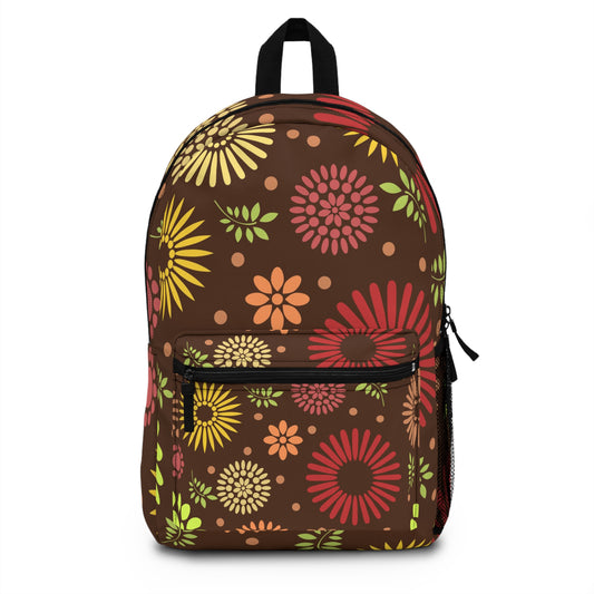 Earthy Elegance: Brown Floral Pattern Backpack