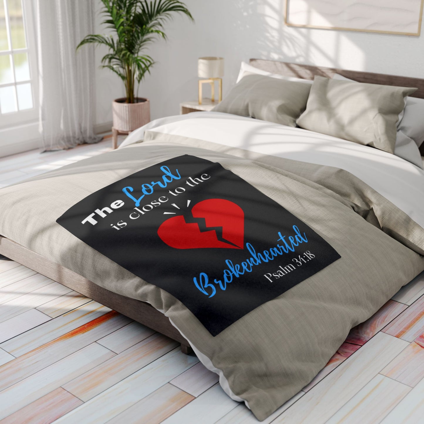 Psalm 34:18 Comfort Artic Fleece Blanket| Wrap Yourself in Divine Comfort