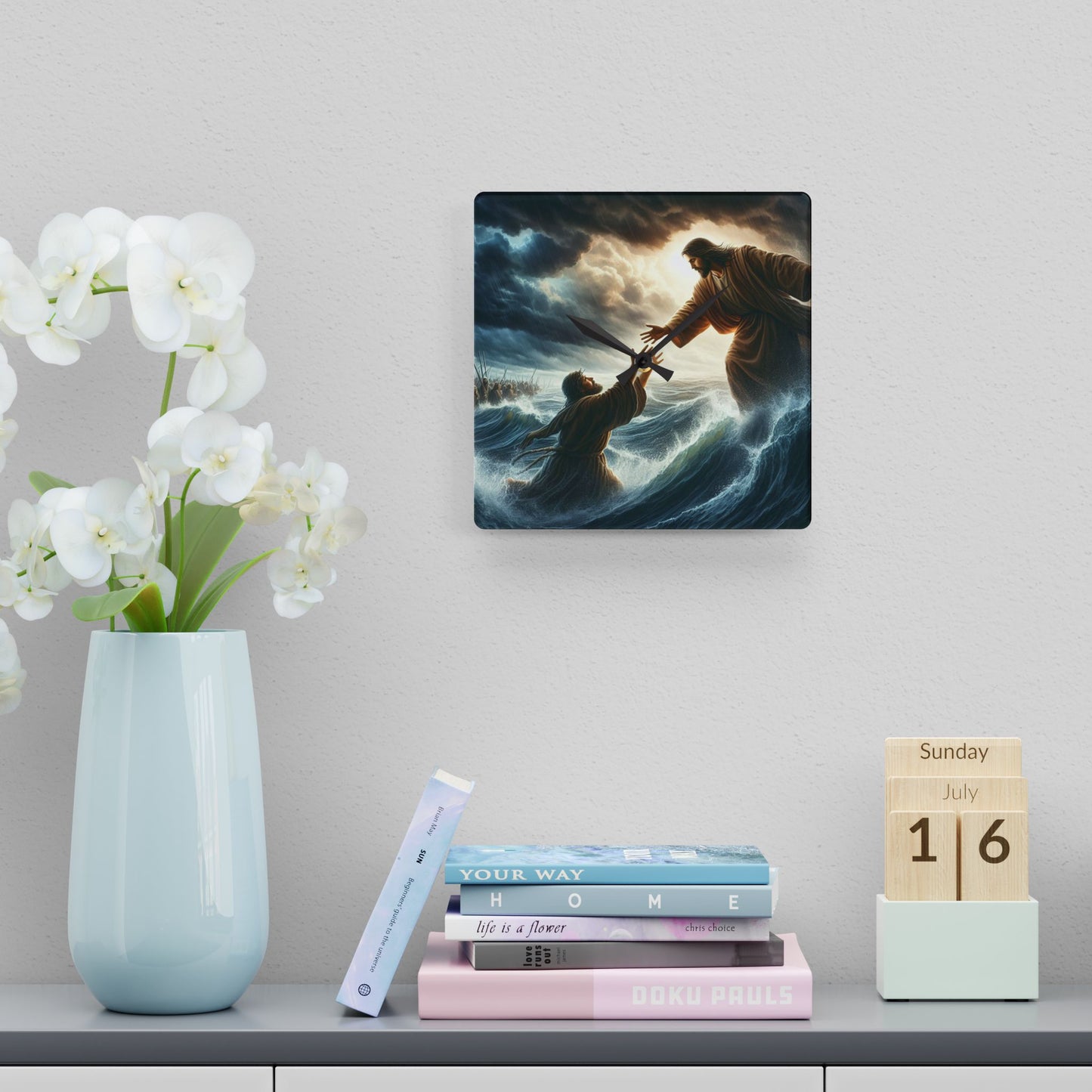Divine Intervention: Rescued By His Hand Acrylic Wall Clock