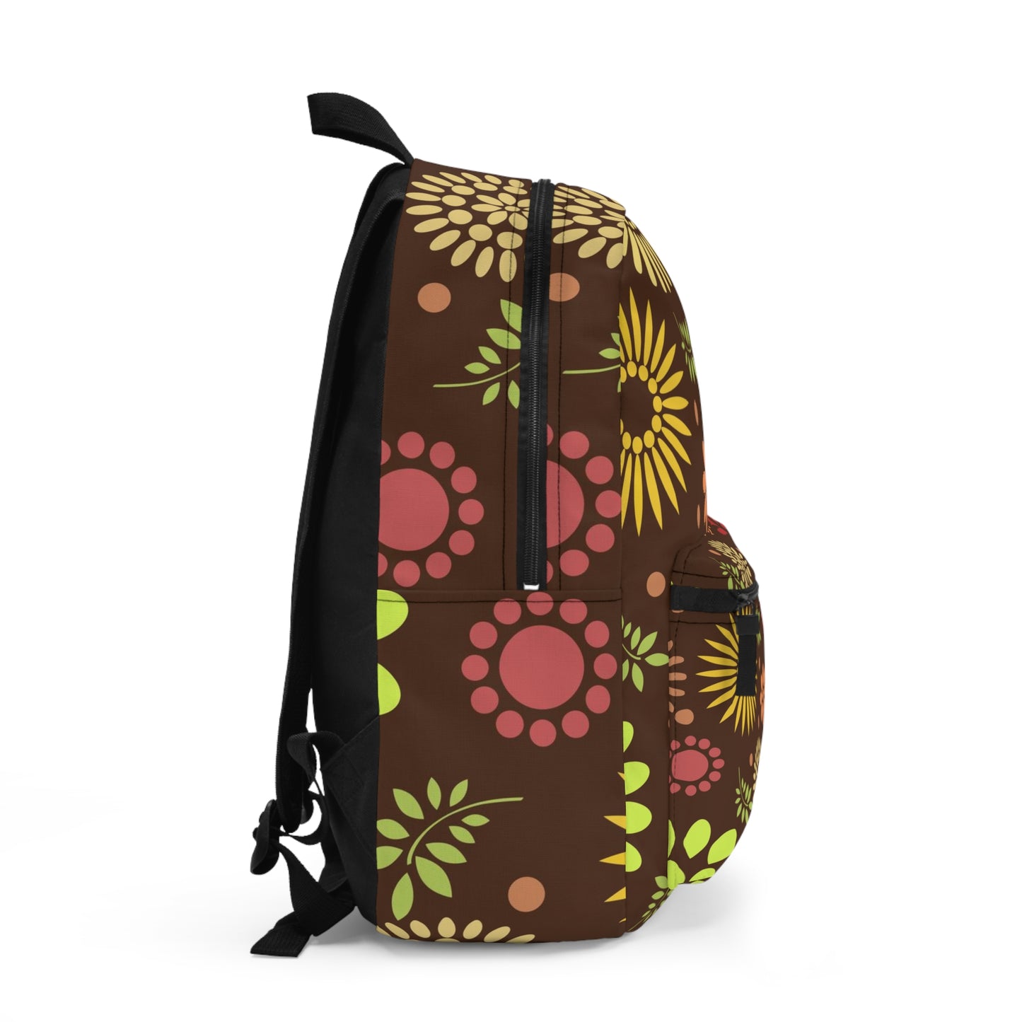 Earthy Elegance: Brown Floral Pattern Backpack