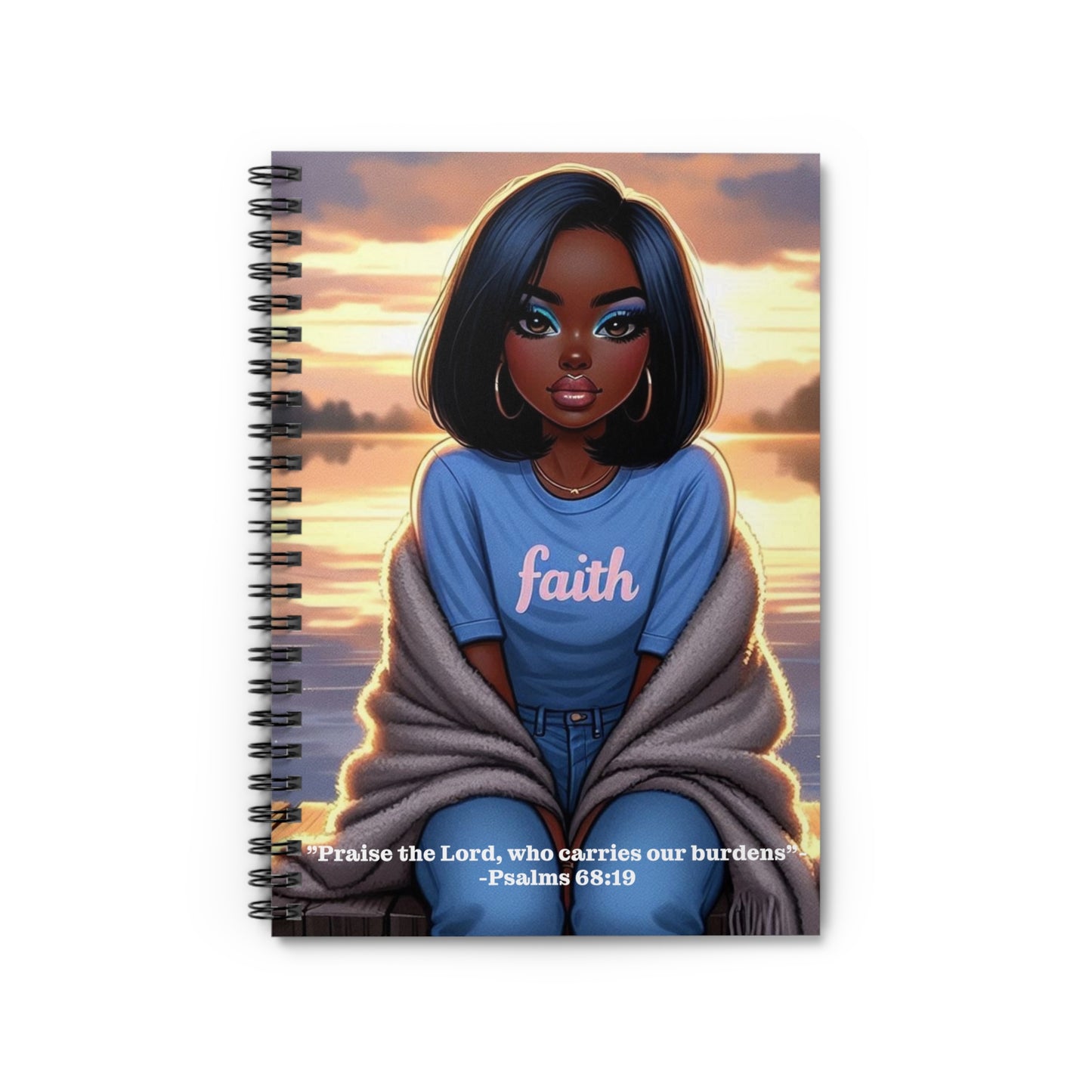 He Carries Our Burdens | Psalm 69:19 Spiral Ruled Line Notebook