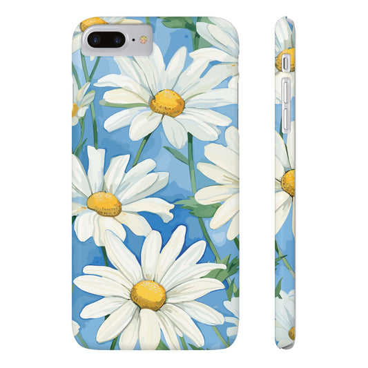 Serene White Daisy: Sleek and Stylish Slim Phone Case