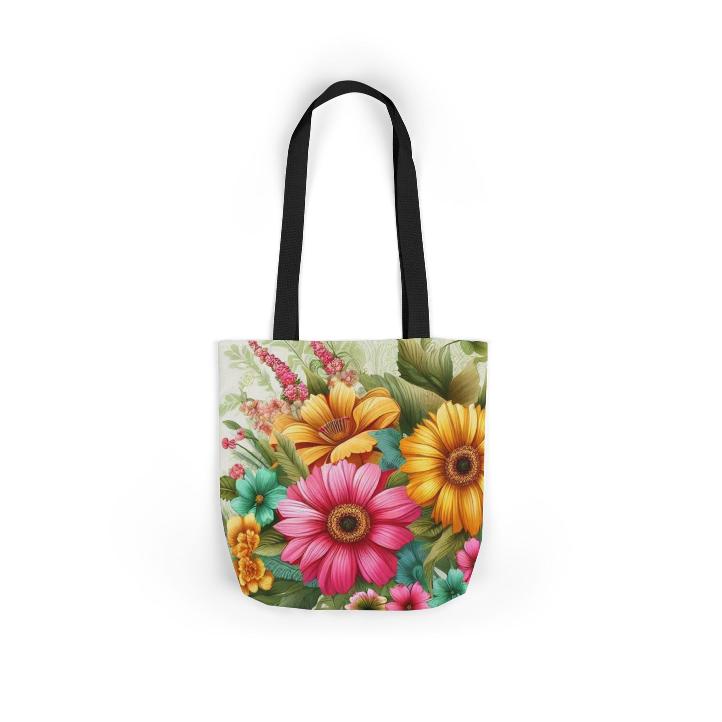 Floral Print Canvas Tote Bag with 5-Color Straps