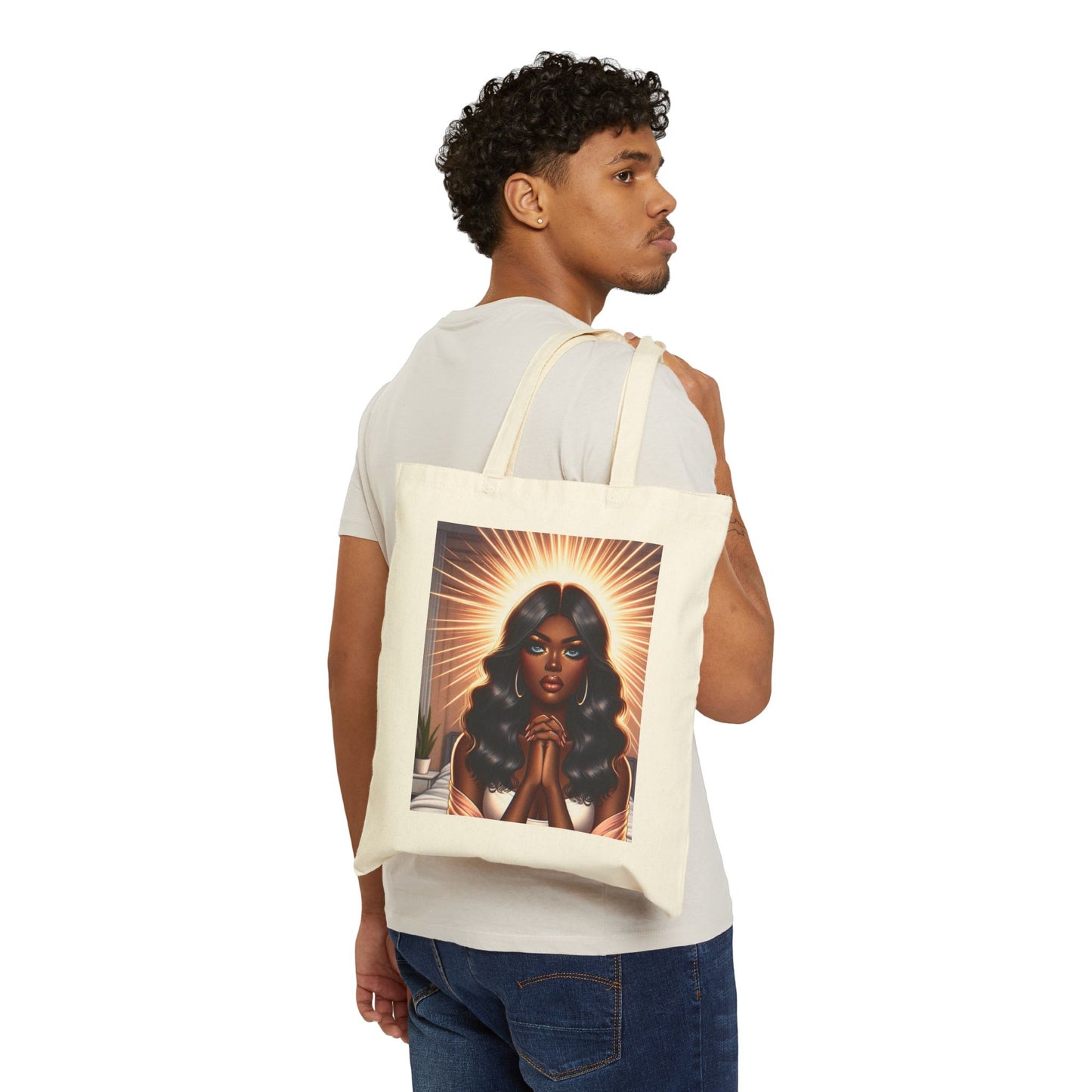 Faithful Devotion: Praying Woman Cotton Tote Bag