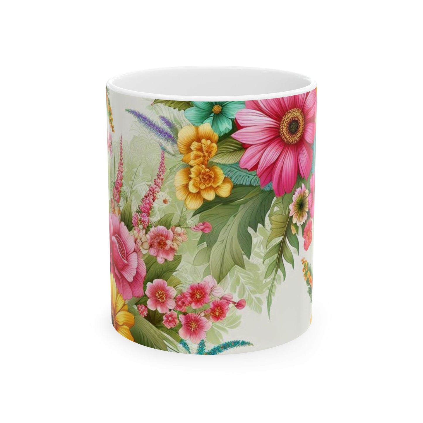 Floral Ceramic Coffee Mug| Available in 11 &15 oz Sizes