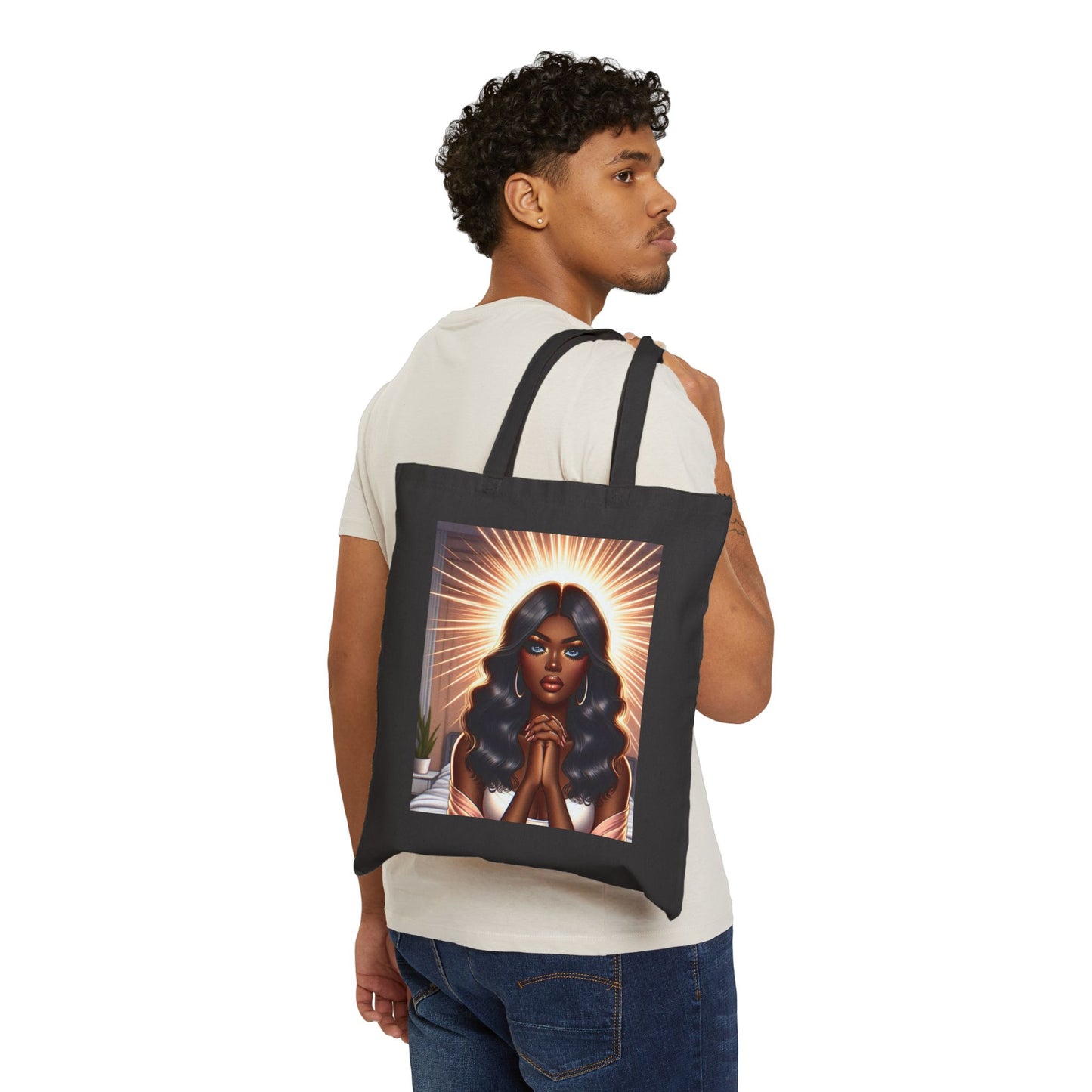 Faithful Devotion: Praying Woman 100% Cotton Tote Bag