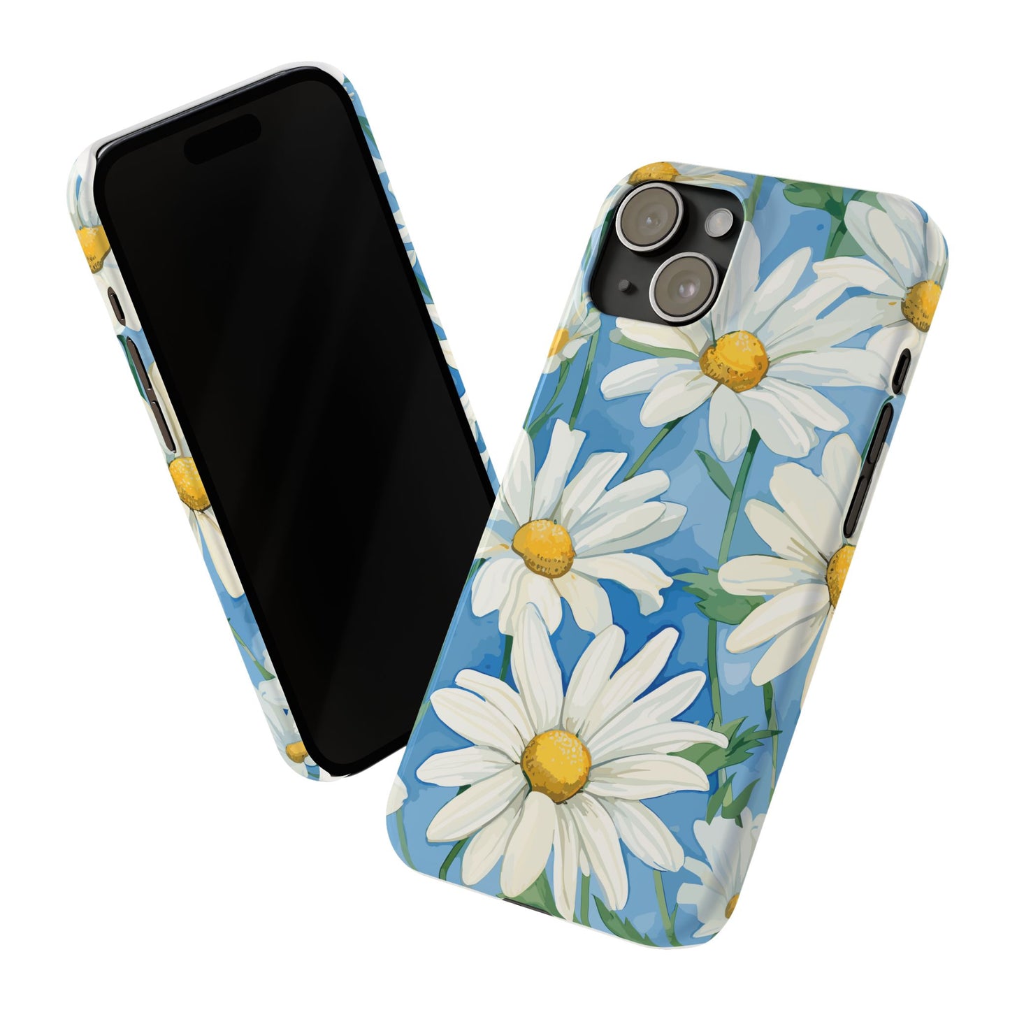 Serene White Daisy: Sleek and Stylish Slim Phone Case