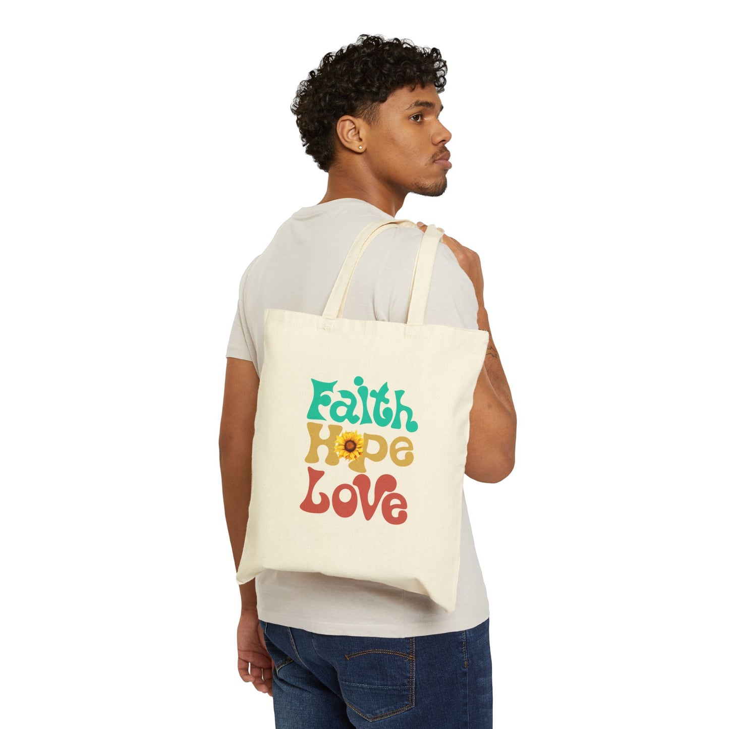 Faith, Hope, and Love Cotton Canvas Tote Bag