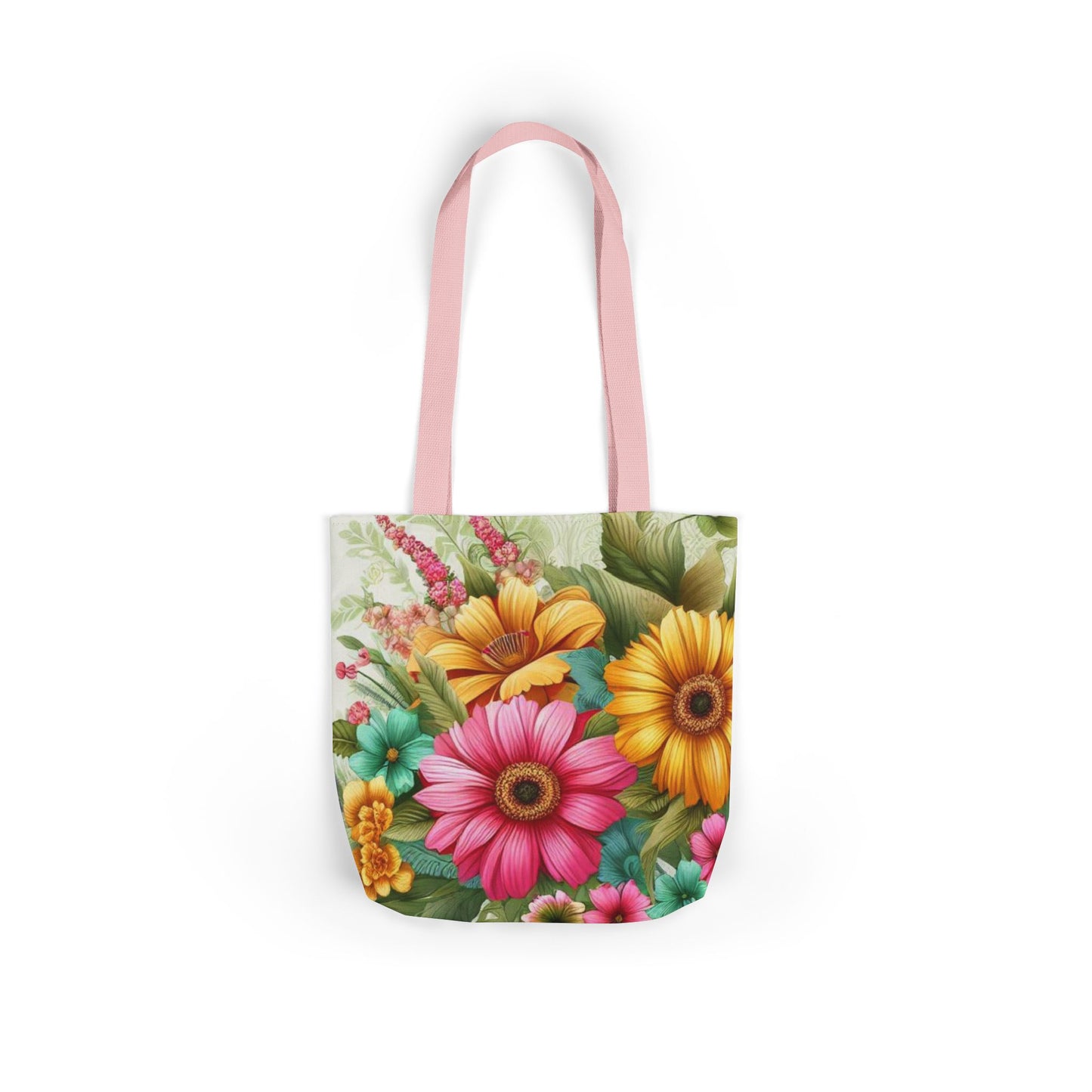 Floral Print Canvas Tote Bag with 5-Color Straps