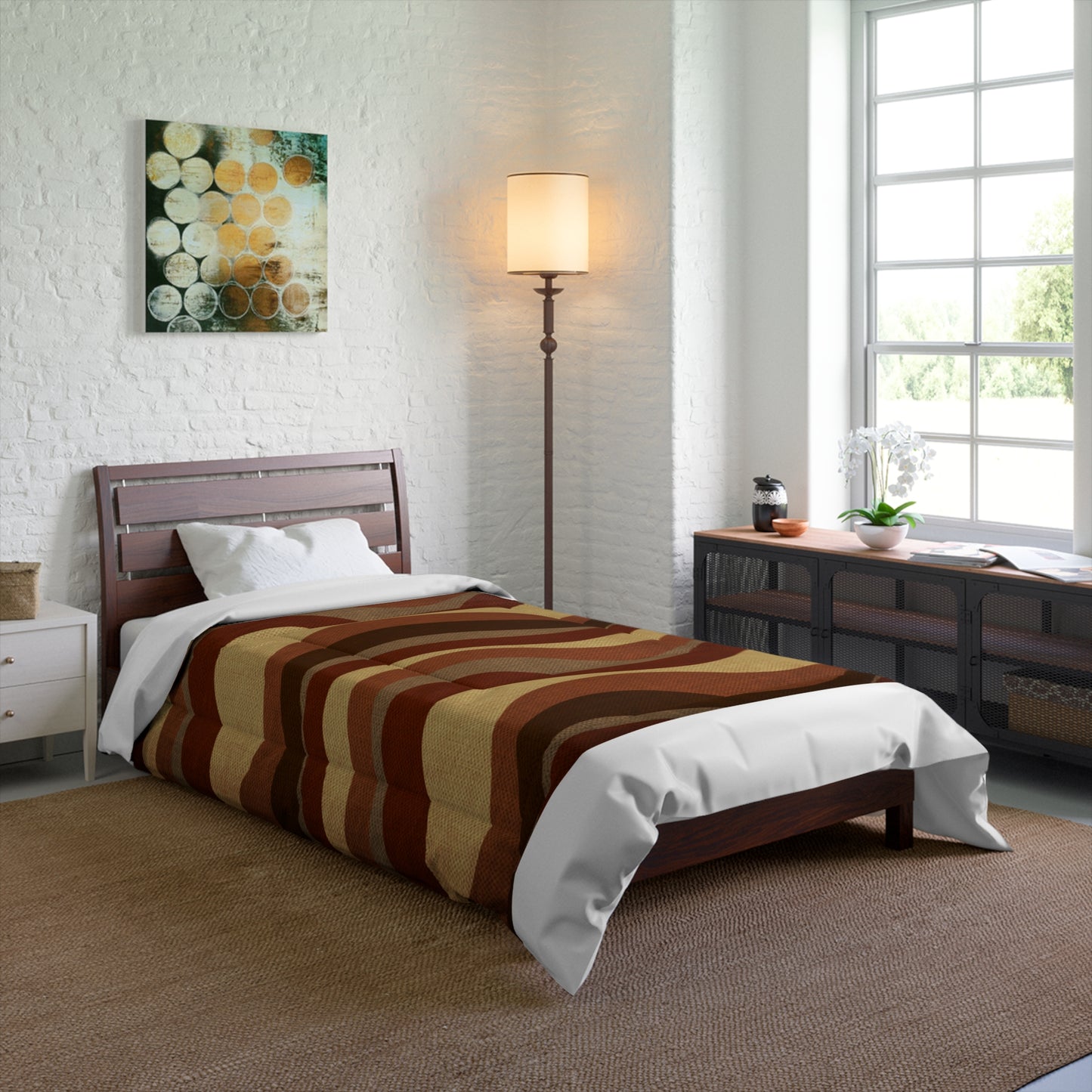 Soothing Haven Brown and Mustard Bed Comforter - Cozy Elegance for Your Sleep Sanctuary