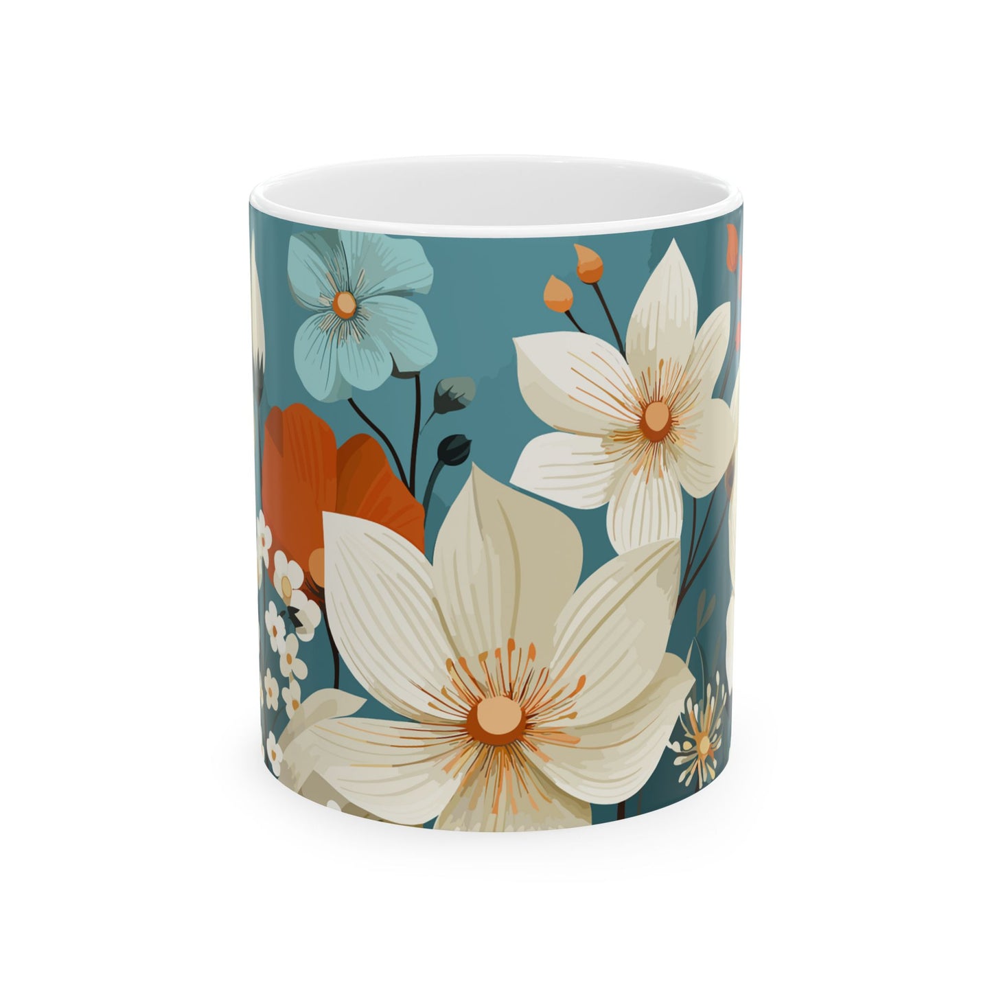 Sip in Serenity with Our Customized Floral Pattern Ceramic Mug 11oz