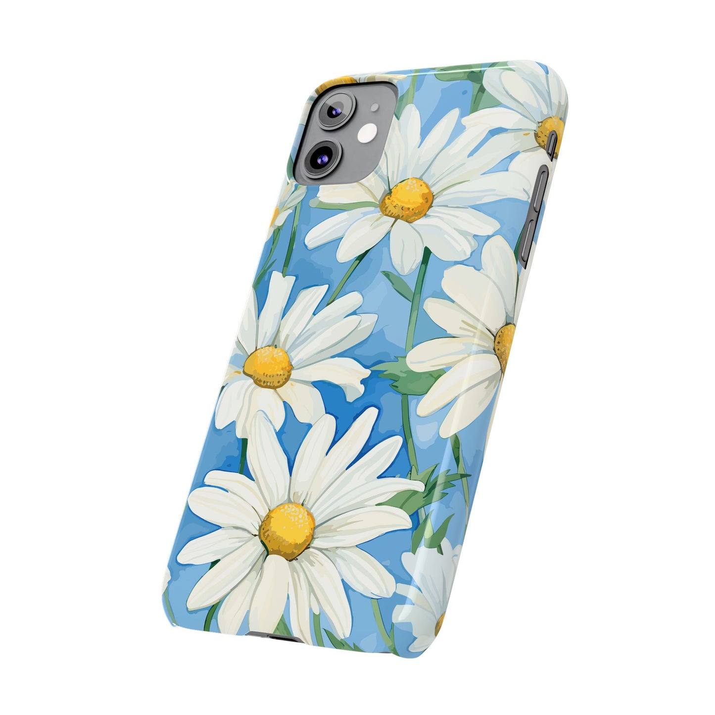 Serene White Daisy: Sleek and Stylish Slim Phone Case