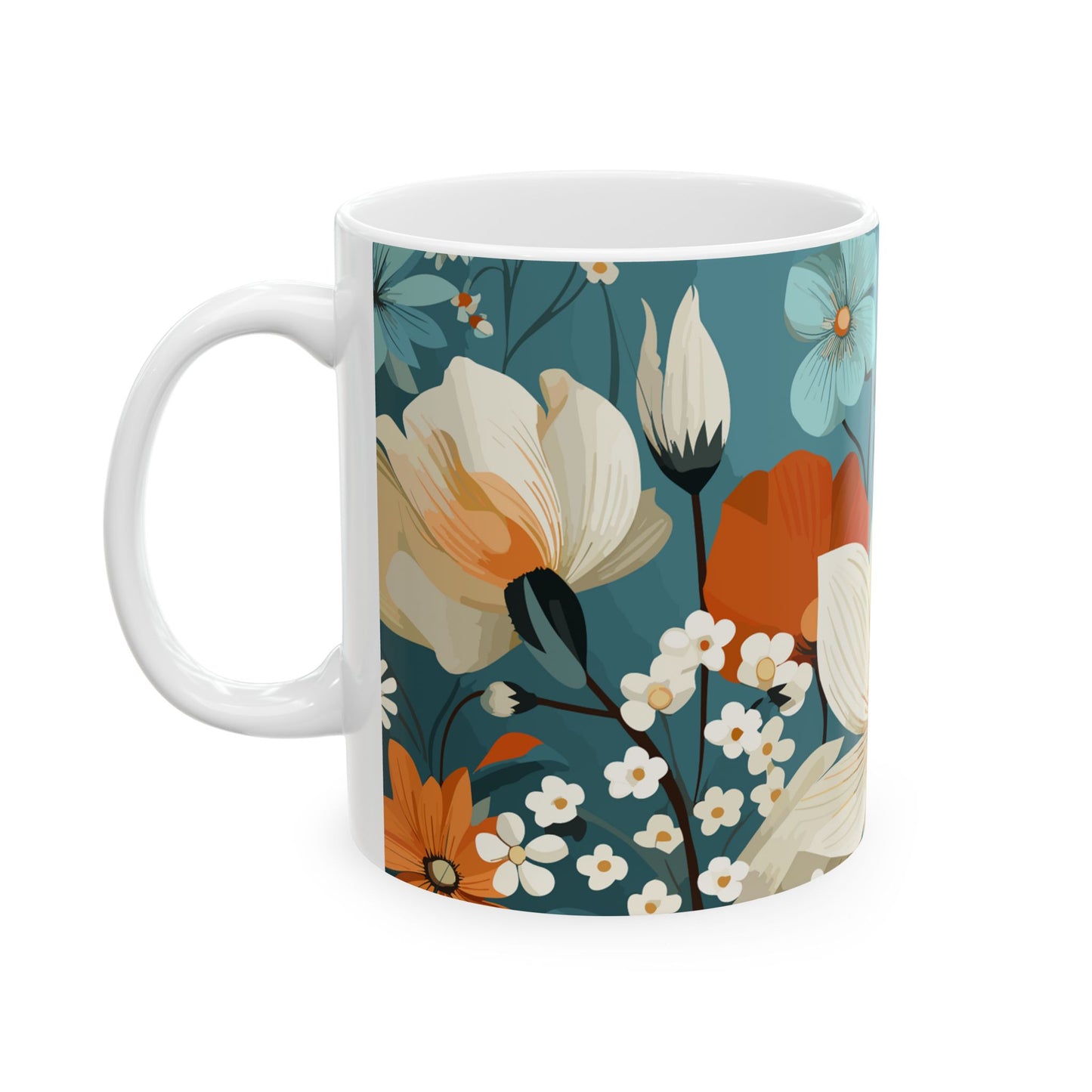 Sip in Serenity with Our Customized Floral Pattern Ceramic Mug 11oz