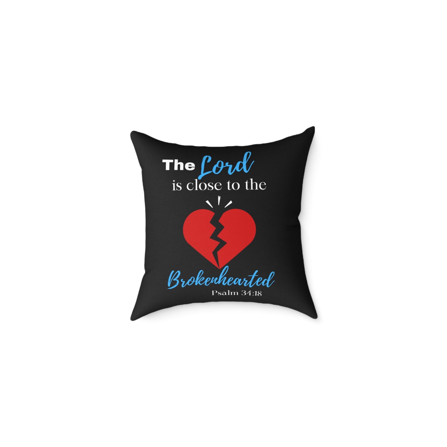 Spiritual Serenity: Psalm 34:18 Custom Spun Polyester Pillow