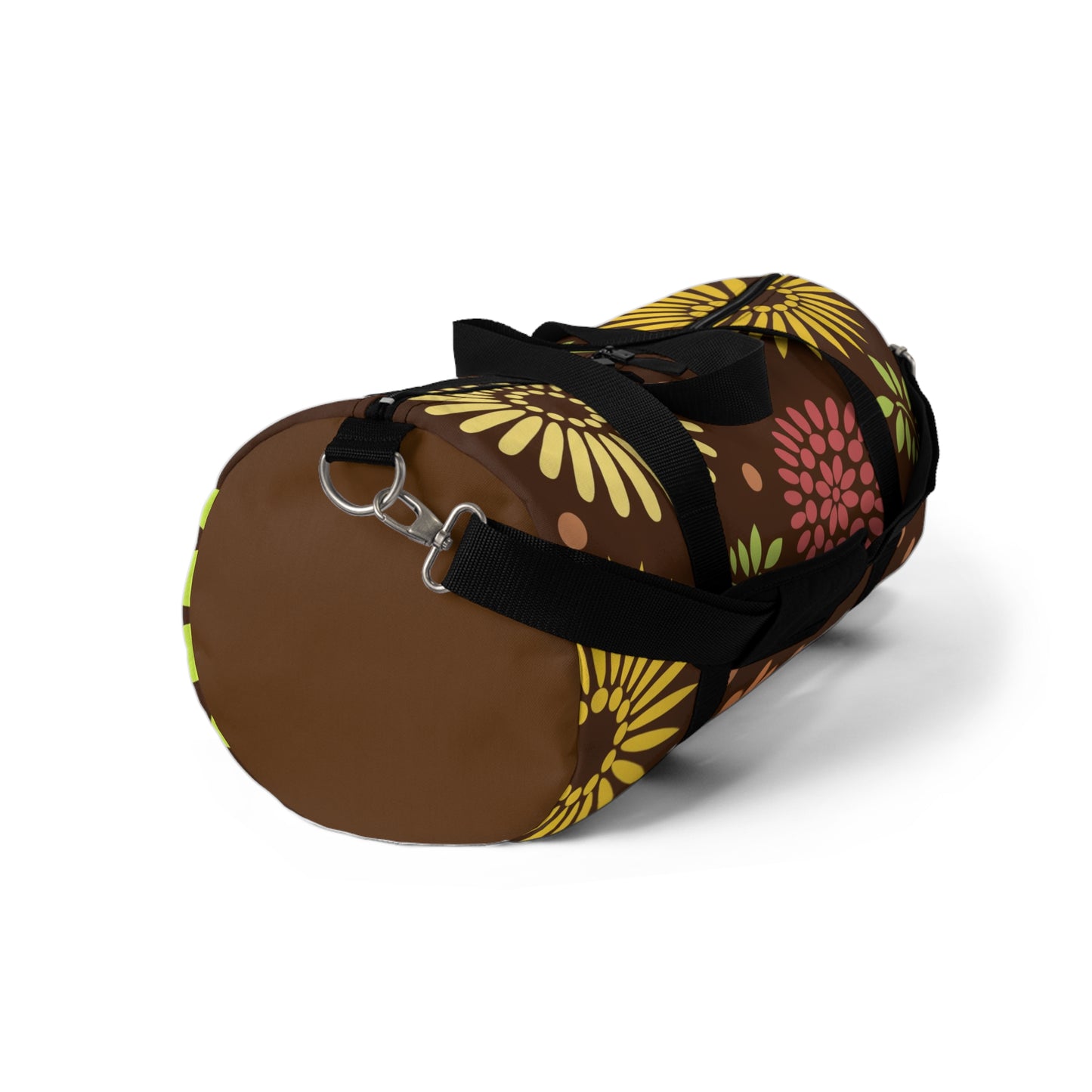 Earthy Elegance: Brown Floral Pattern Duffel Bag